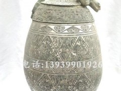 四足带盖壶高仿鎏金错银青铜器仿古金属工艺品摆件特价礼品