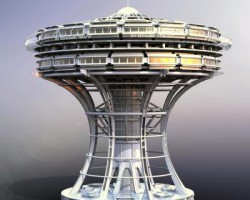 空中飞碟餐厅科幻造型 （SolidWorks设计，Sldprt/Sldasm格式）