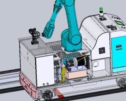 RGV小车（穿梭车）集成轨道式车载机器人超声清洗机 （SolidWorks设计，step(stp)/Sldprt/Sldasm格式）