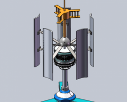 垂直式风力发电机 （SolidWorks设计，Sldprt/Sldasm/SLDDRW格式）