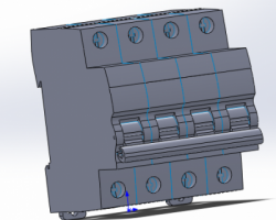 电气元器件-4P微型断路器 （SolidWorks设计，Sldprt格式）
