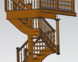 别墅 木质楼梯 结构件 （ProE/Creo.Elements/UG设计，step/iges/Prt格式）